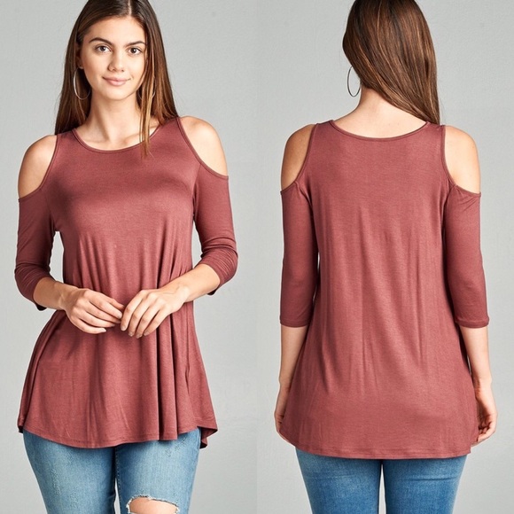 Cold Shoulder Tunic - Burgundy - Picture 3 of 3
