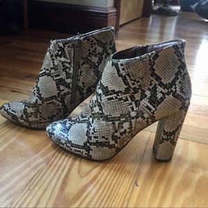 Snakeskin ankle booties! Great condition!