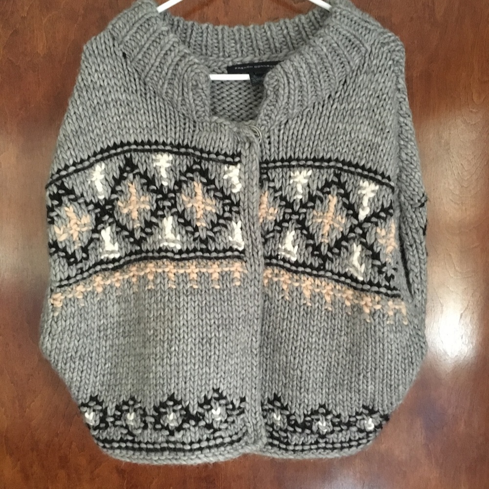 French Connection Chunky Knit Capelet Vest Bolero