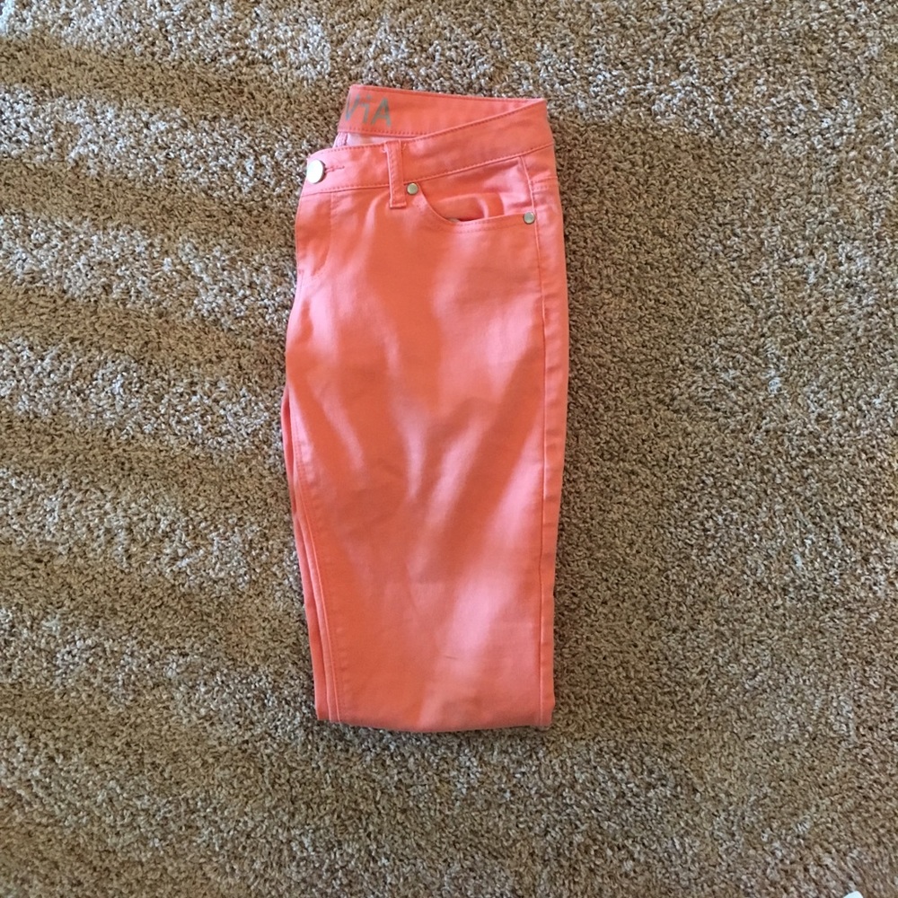 Peach skinny jeans