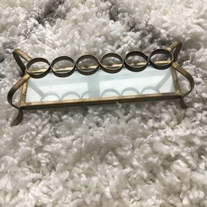 Brass & Frosted Glass Lipstick Holder