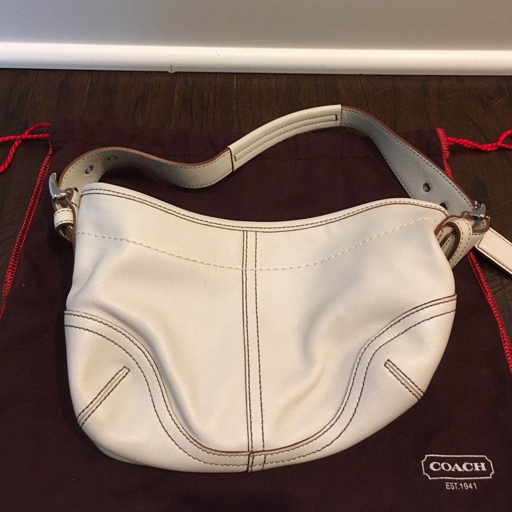 White Coach Leather Bag Gem