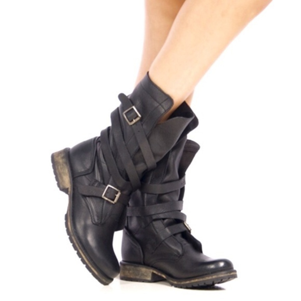Steven Madden black bandit motorcycle boots