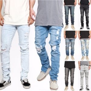 weathered men's distressed jeans