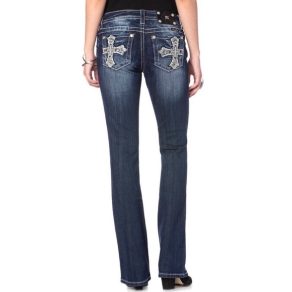 Miss Me Denim - Miss Me Crossed Paths embellish Relaxed Jeans NWT