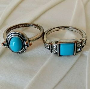 F21 Turquoise Gypsy Ring Pair 🔮