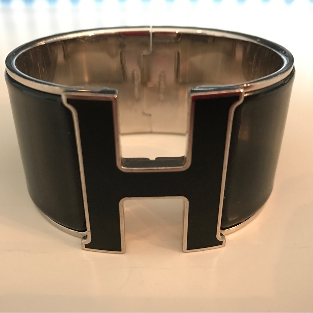 Extra Wide Hermes H Enamel Bracelet