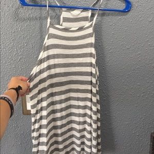 Gray & white striped tank top