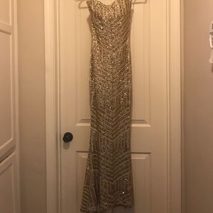 Gold sequence gown (worn once)
