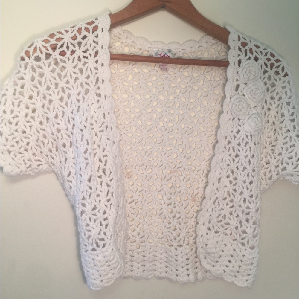 Girls Justice Knitted White Sweater Cardigan