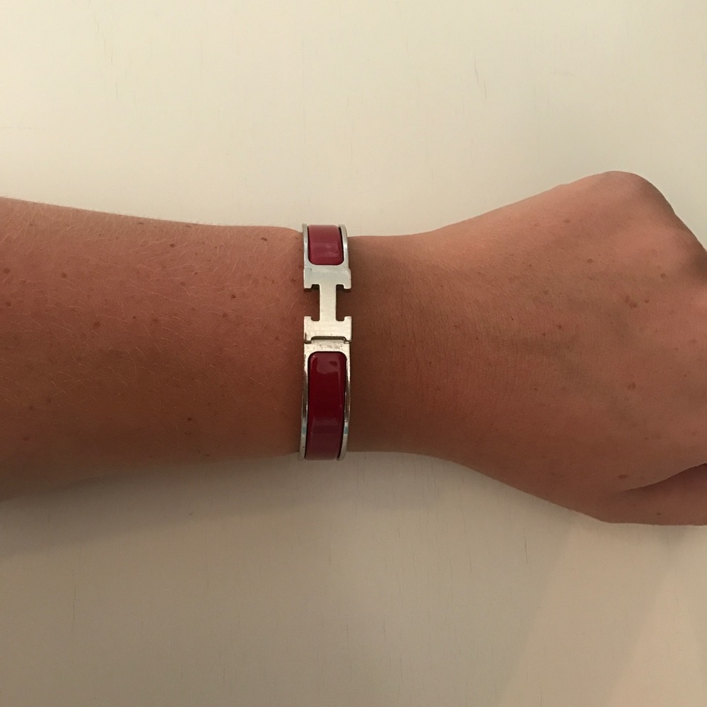 Narrow Hermes H Enamel Bracelet