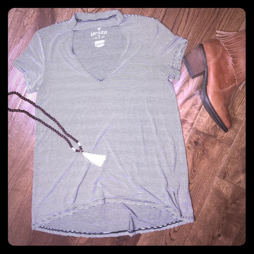 American Eagle Soft & Sexy Choker Tee Striped
