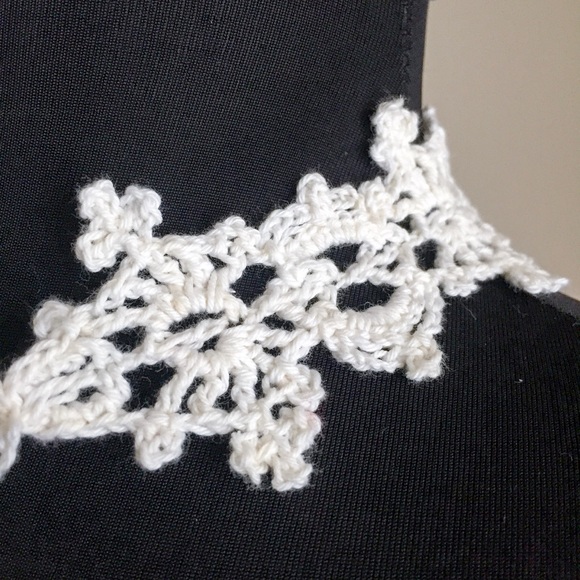 Lace Choker Cotton Crochet Victorian Glass Bead - Picture 6 of 7