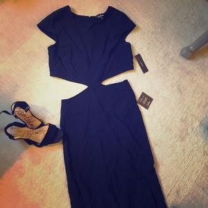 Navy blue backless maxi dress from Lulu's