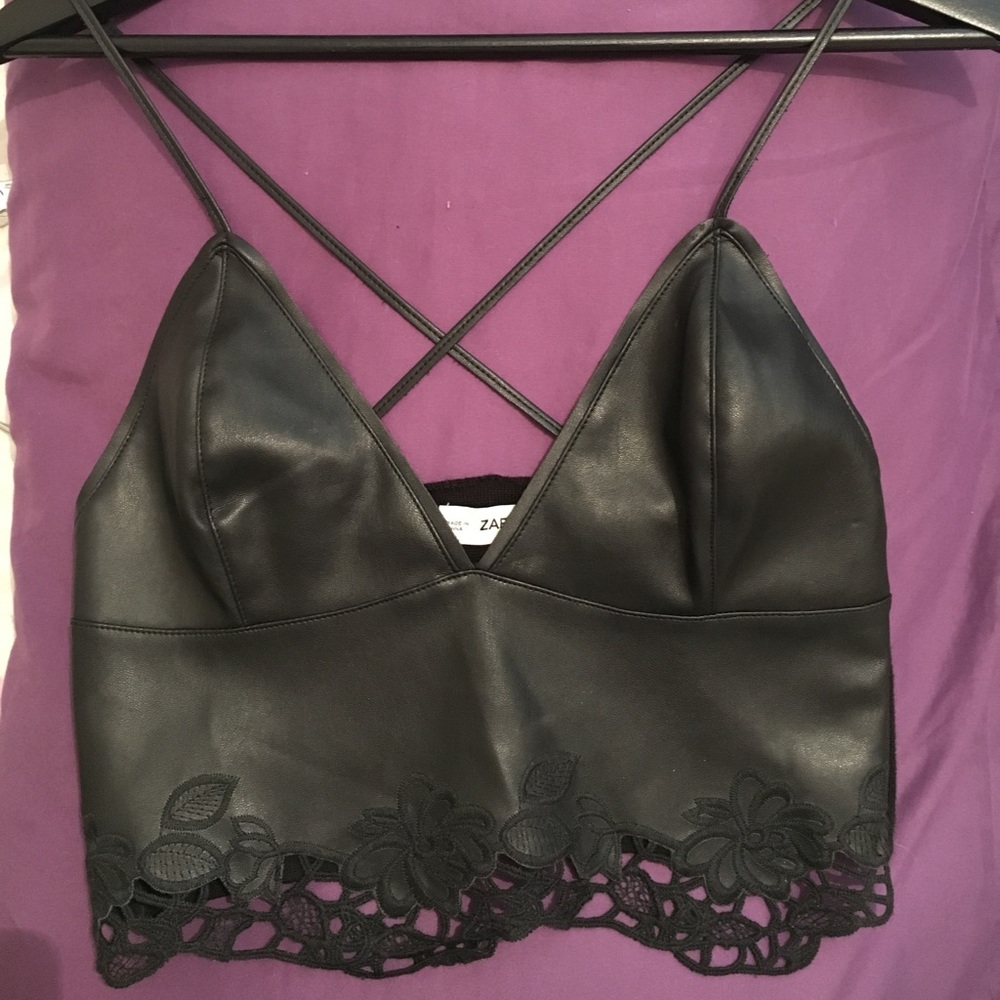 Zara leather/knit crop top