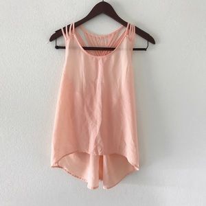 sheer peach flowy racerback top