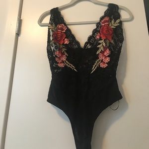 Forever 21 Floral Lace Body Suit