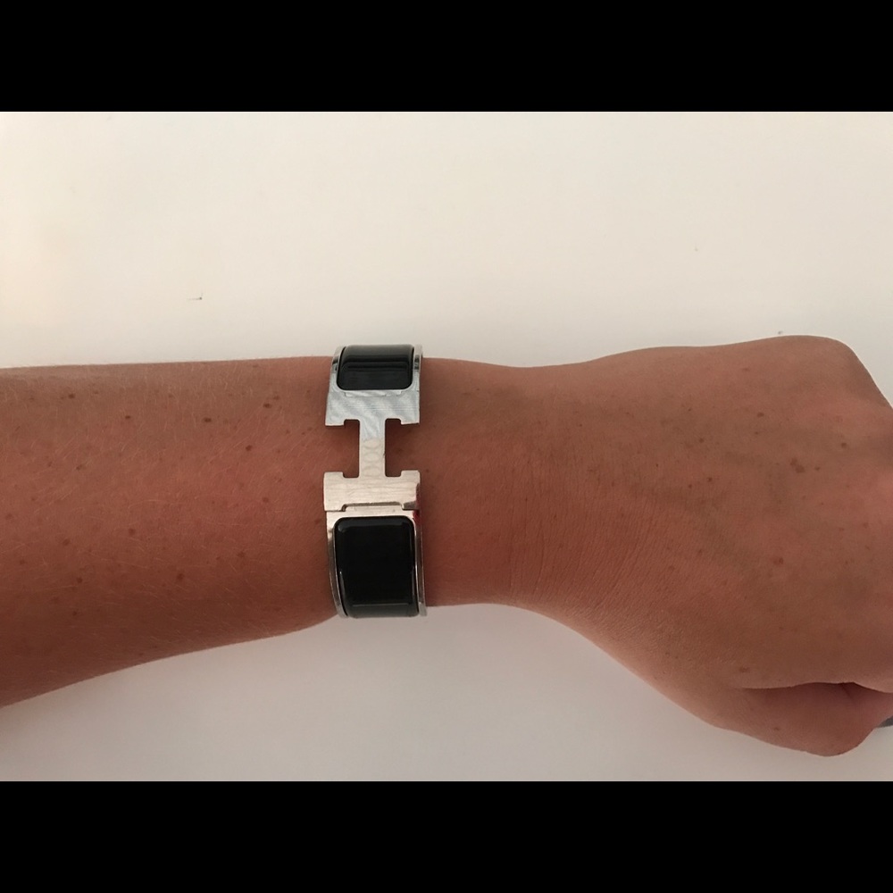 Wide Hermes H Enamel Bracelet
