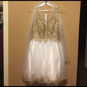 White and Gold Homecoming Dress