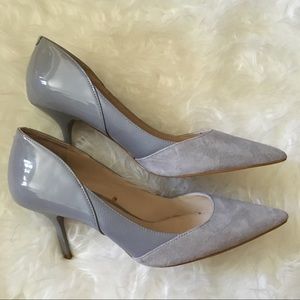 Zara grey mixed media kitten heel