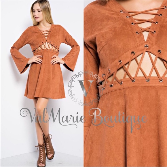 ValMarie Dresses & Skirts - Faux Suede Lace Up Dress