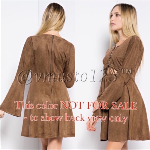 Faux Suede Lace Up Dress - Picture 2 of 2