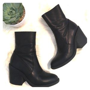 Leather Block Ankle Boots