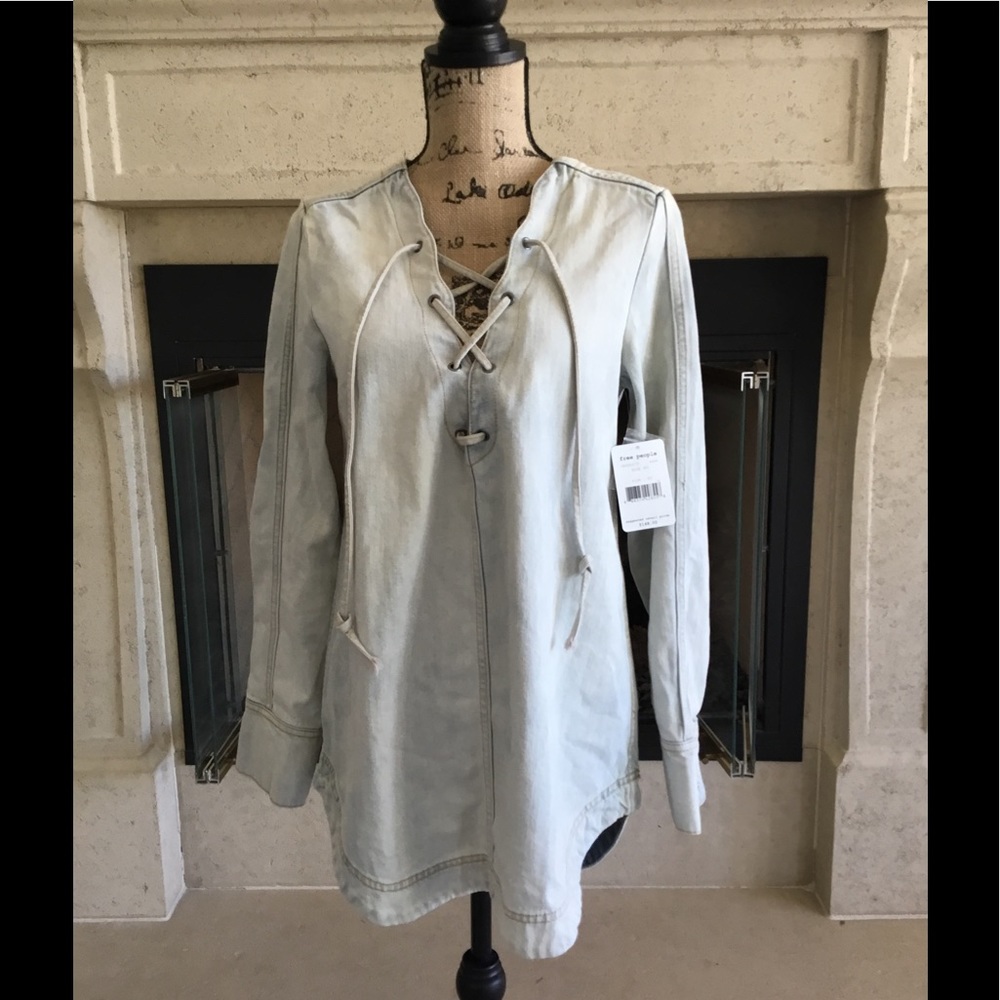 Free People Indigo lace up tunic denim