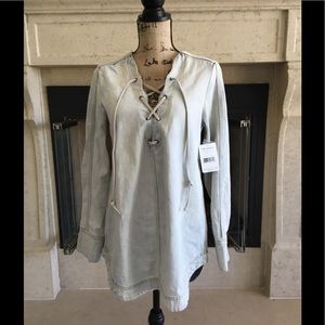 Free People Indigo lace up tunic denim