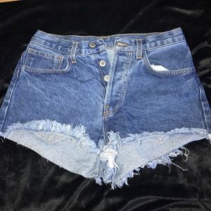 High waisted dark denim shorts (Brandy Melville)