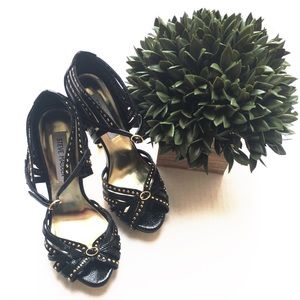 Steve Madden Black with Gold Rhinestones Stilettos