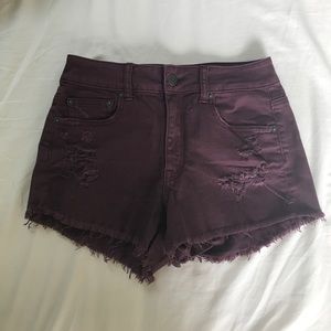 AE Burgundy High Waisted Shorts