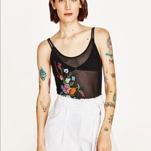 Embroidered mesh bodysuit
