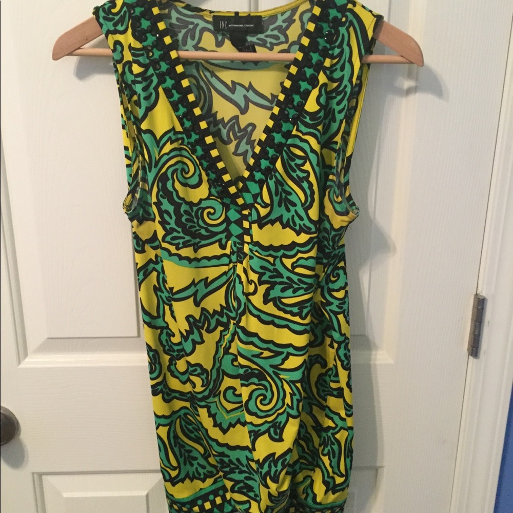 Green and Black patterned INC Blouse