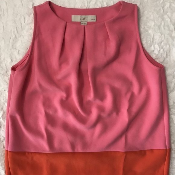 Pink Orange Colorblock Career Petites Top - Picture 1 of 4