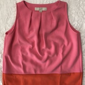Pink Orange Colorblock Career Petites Top