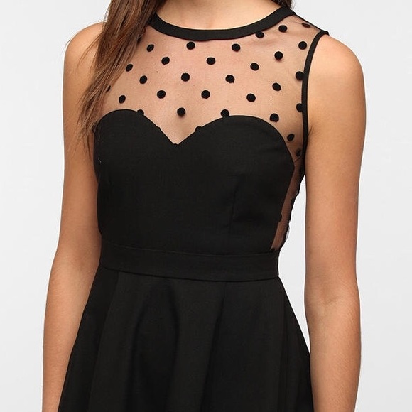 Black mesh polka dot mini dress - Picture 1 of 5