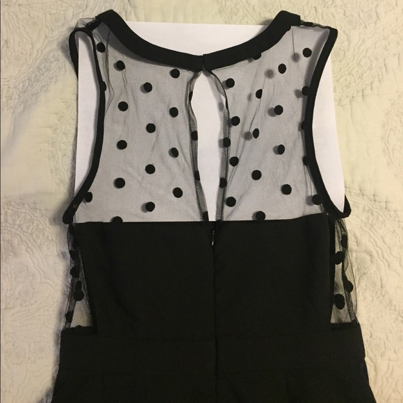 Black mesh polka dot mini dress - Picture 3 of 5