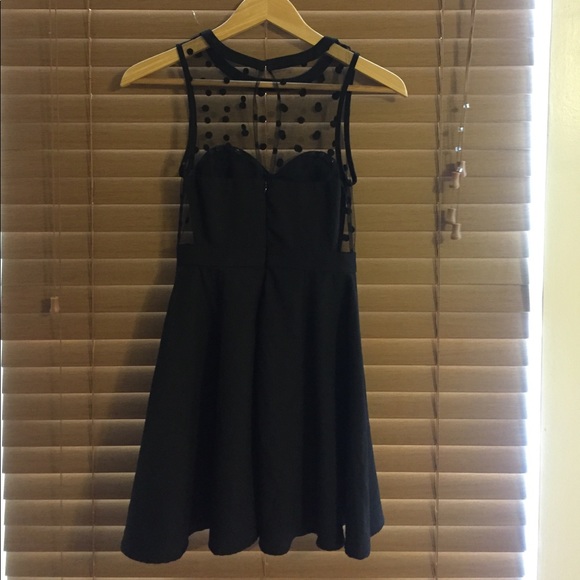 Black mesh polka dot mini dress - Picture 4 of 5