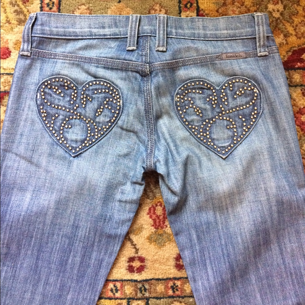 Frankie B. Studded Heart Pocket Jeans