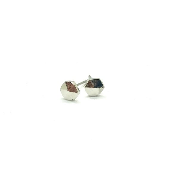 Jewelry - Silver Hexagon Stud Earrings