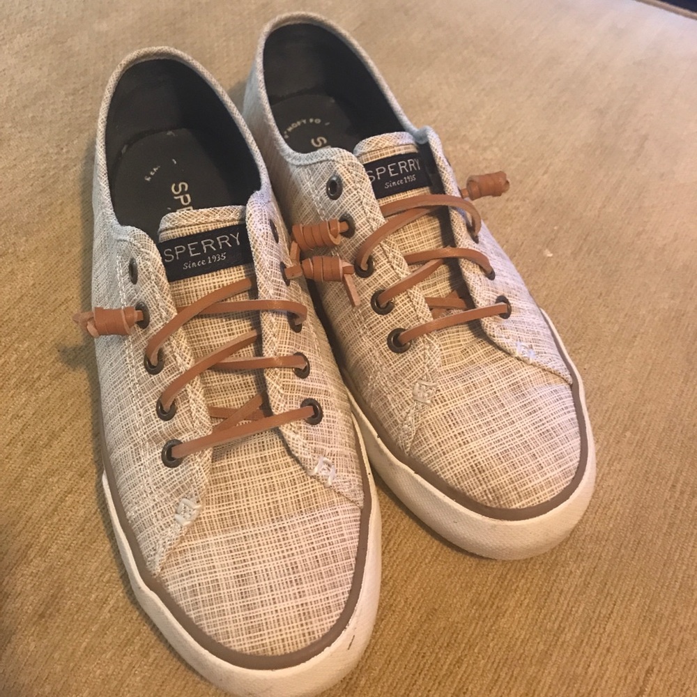 Women's Sperry pier view cross hatch beige