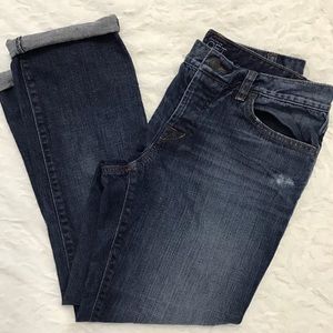 Buttonfly Distressed Denim Boyfriend Jeans