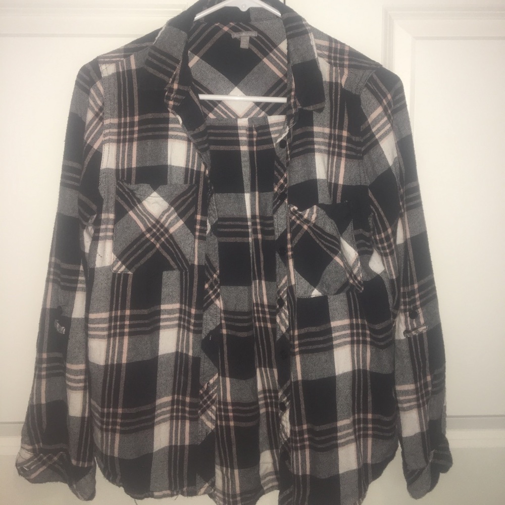 Black, light pink and white flannel