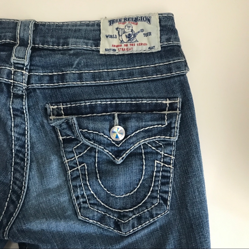 True Religion Straight Leg w/ Swarovski Buttons