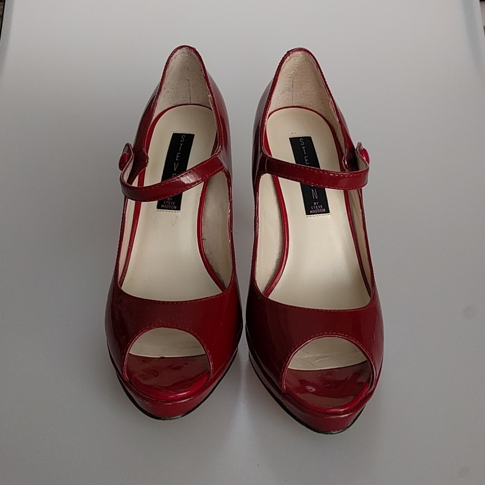 Red Patent Leather Mary Jane Heels