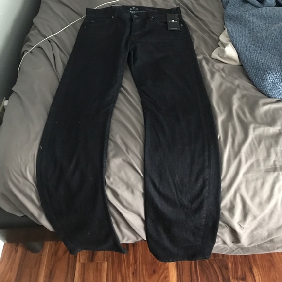 7 for all mankind black standard straight leg - Picture 2 of 3
