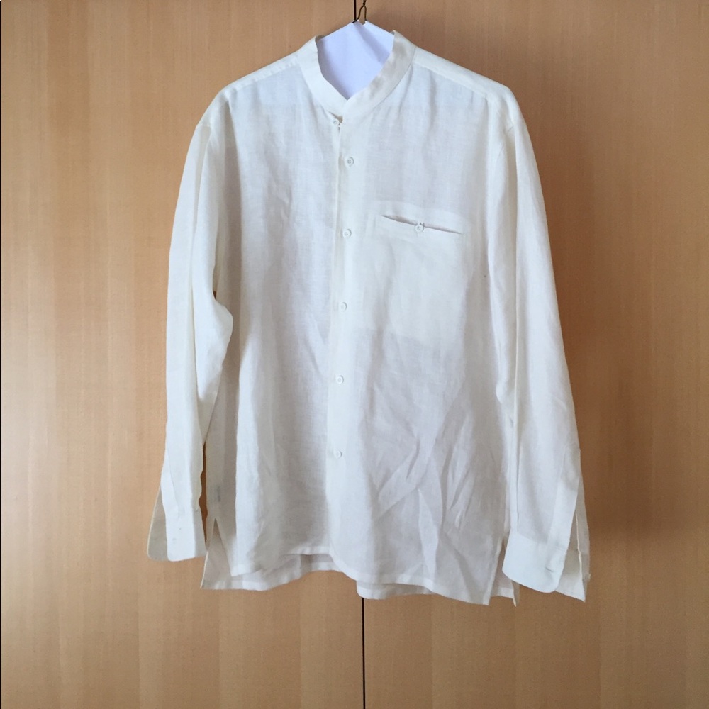 Men's white linen shirt