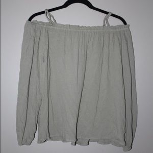 Army Green Off the Shoulder Long Sleeve Shirt