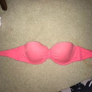 Pink bandeau bathing suit